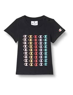 Champion Baby - Mädchen Legacy American Classics S/S Multi Logo T Shirt, Schwarz, 12 Monate EU von Champion