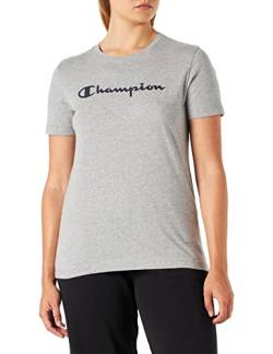Champion Damen American Classics-Big Logo S-S T-Shirt, Hellgrau meliert, XL von Champion