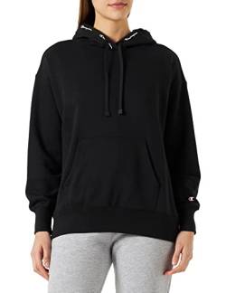 Champion Damen Legacy American Classics Powerblend Terry Tape Logo Oversized Kapuzenpullover, Schwarz, S von Champion