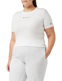 Champion Damen Legacy American Classics Soft Cotton 1x1 Rib Slim S/S T-Shirt, Bianco, L von Champion