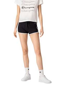 Champion Damen Legacy American Classics Soft Cotton 1x1 Rib Small C-Logo Shorts, Schwarz, L von Champion