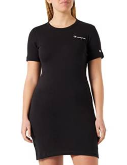 Champion Damen Legacy American Classics Soft Cotton 1x1 Rib Small Logo Slim Kleid, Nero, XS von Champion