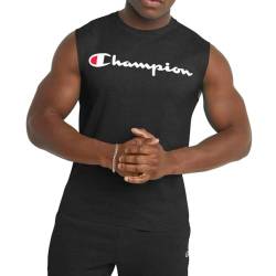 Champion Herren, Baumwoll-Muskel-T-Shirt, Muskelshirts (Reg groß) Hemd, Schwarze Schrift, XX-Large von Champion