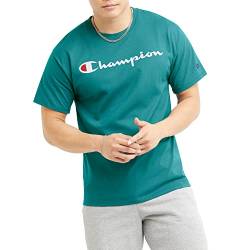 Champion Herren, mittelschweres Rundhalsausschnitt, (Reg groß) T-Shirt, Dschungel-Minz-Schrift, L von Champion