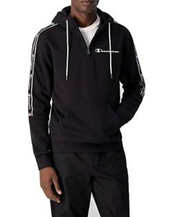 Champion Herren American Tape-Fall Fleece Half Zip Kapuzenpullover, Schwarz, M von Champion