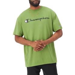 Champion Herren Baumwolle Midweight Crewneck Tee Männer (Reg groß) T-Shirt, Refreshing Mission Green Script, 4X-Large von Champion