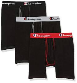 Champion Herren Boxershorts, Baumwolle, Stretch, 3er-Pack Retroshorts, schwarz, X-Large von Champion