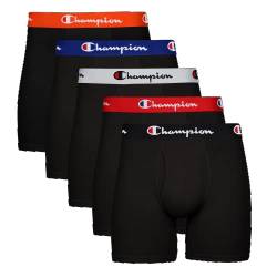 Champion Herren Boxershorts, Baumwolle, Stretch, 3er-und 5er-Pack Retroshorts, schwarz, Small von Champion