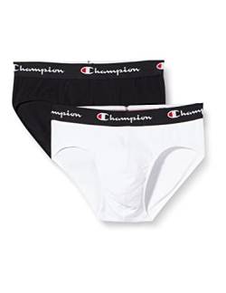 Champion Herren Core Briefs X2 Slip, Mehrfarbig (weiß/schwarz), M (2er Pack) von Champion