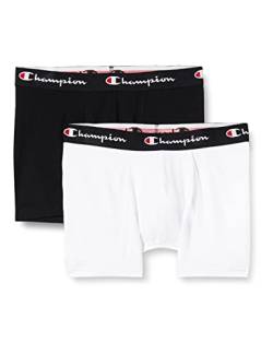 Champion Herren Core Trunk X2 Retroshorts, Mehrfarbig (weiß/schwarz), M (2er Pack) von Champion