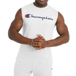 Champion Herren Graphic Jersey Muscle Hemd, Weiß, Mittel von Champion