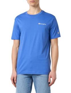 Champion Herren Legacy Icons-Small Script Logo S/S Crewneck T-Shirt, Jeansblau von Champion