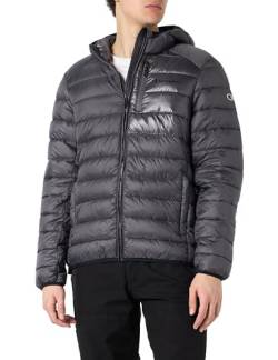 Champion Herren Legacy Outdoor-Chintzed Poly Plain Woven Hooded Wattierte Jacke, Grigio Grafite/Nero, L von Champion