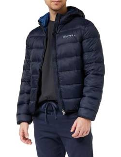 Champion Herren Legacy Outdoor-Hooded Tonal Logo Light Nylon Gepolsterte Jacke, Blu Marino/Blu, XXL von Champion