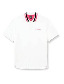 Champion Herren Legacy Polo Gallery Special Light Cotton Piqué Neon Spray Polohemd, Weiß, XL von Champion