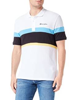 Champion Herren Legacy Poloshirt Gallery Light Cotton Piqué Color Block Polohemd, (Weiß/Schwarz), Large von Champion