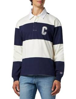 Champion Herren Rochester 1919 Bookstore-L-s Striped Polohemd, Blu Marino/Bianco Panna, XL von Champion