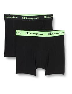 Champion Herren Seasonal Neon Spray X2 Eng anliegende Boxershorts, Mehrfarbig (schwarz/grün), XL (2er Pack) von Champion