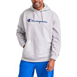 Champion Herren Sweatshirt Graphic Powerblend Fleece Hood, Oxford Grey/Champion Script, XXL von Champion