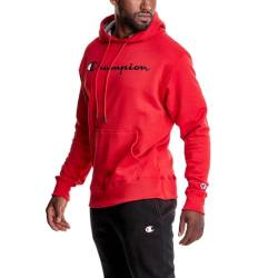 Champion Herren Sweatshirt Graphic Powerblend Fleece Hood, Team Red Scarlet/Champion Script, XL von Champion