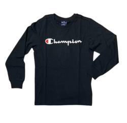 Champion Jungen Legacy American Classics B-L-s Crewneck Logo Langarmshirt, Schwarz, 11-12 Jahre von Champion