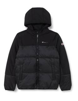 Champion Jungen Legacy Outdoor B Colorblock Hooded Gepolsterte Jacke, Nero, 7-8 Jahre von Champion