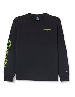 Champion Kinder und Jugendliche Legacy Neon Spray Powerblend Small Logo Crewneck Sweatshirt, Schwarz, 3-4 Jahre von Champion