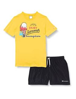 Champion Kinder und Jungen Legacy Back to The Beach AC S/S T-Shirt & Beachshorts Anzug, (Giallo/Nero), 13-14 anni von Champion