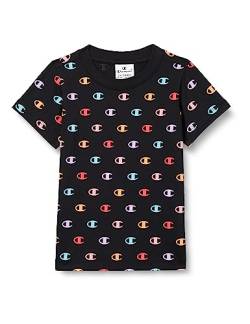 Champion Mädchen Legacy American Classics All Over Logo S/S T-Shirt, Schwarz, 9-10 Jahre von Champion