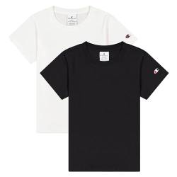 Champion Mädchen Legacy American Classics G-C-Logo S-s 2er Pack Crewneck T-Shirt, weiß/schwarz, 3-4 Jahre von Champion