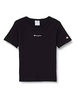 Champion Mädchen Legacy American Classics-Soft Cotton 1x1 Rib Small Logo Boxy S/S T-Shirt, Schwarz, 13-14 Jahre von Champion