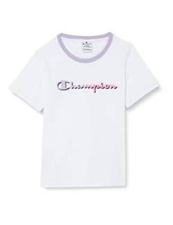 Champion Mädchen Legacy C-Color-S/S Logo T-Shirt, Weiß, 7-8 Jahre von Champion