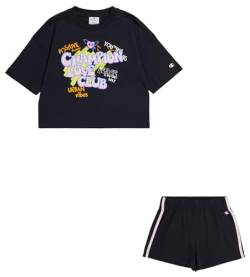 Champion Mädchen Legacy Summer Graffiti G-Graphic Boxy T-Shirt & Shorts Komplett, Schwarz, 13-14 Jahre von Champion