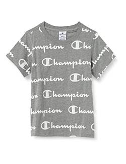 Champion Mädchen Seasonal Ac Logo Allover Crewneck T-shirt T-Shirt, Hellgrau., 3-4 Jahre von Champion