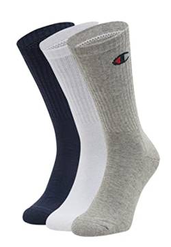 Champion Unisex Core 3PP Crew Füßlinge, Marineblau, Weiß, Hellgrau Meliert, 35-38 (3er Pack) von Champion