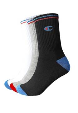 Champion Unisex Core 3PP Crew Innensocken, Multicolore (Nero/Bianco/Grigio Melange Chiaro), 39-42 EU (6-8 UK) (3er Pack) von Champion