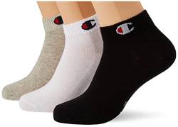 Champion Unisex Kinder Core- Junior 3PP Quarter Socken, Hellgrau Meliert, Weiß, Schwarz, 27-30 (3er Pack) von Champion