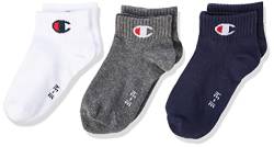 Champion Unisex Kinder Core- Junior 3PP Quarter Socken, Marineblau, Weiß, Hellgrau Meliert, 27-30 (3er Pack) von Champion