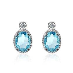 925 Sterling Silber Wassertropfen Ohrringe für Frauen hergestellt mit Aquamarin Blau Tropfen Kristall .Hypoallergen Schmuck für empfindliche Ohren Geschenk von Chandler