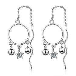 925 Sterling Silber und Traumfänger-Ohrringe mit Quaste, Nadel-Einfädler, Durchzieh-Ohrringe für Damen von Chandler