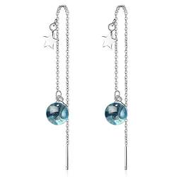 Chandler Lange Ohrringe mit blauen Kristallkugeln, Sternen, Quasten, für Damen und Mädchen, Geburtstagsgeschenk von Chandler