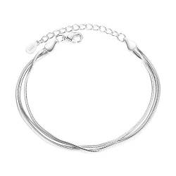 Chandler Mehrschichtiges minimalistisches Armband für Frauen Mädchen Silber Einfacher Charme Verstellbares Freundschaftsarmband Geburtstagsgeschenkschmuck von Chandler