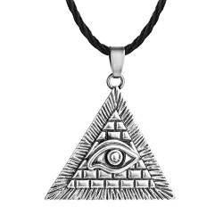 Egyptian Egypt Pyramid Allsehender böser Blick Illuminati Sterling Silber Charm Anhänger Halskette für Herren-Silber von Chandler