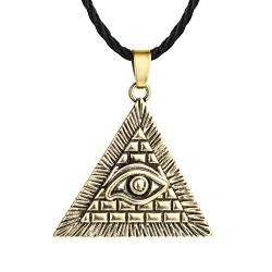 Egyptian Egypt Pyramid Allsehender böser Blick Illuminati Sterling Silber Charm Anhänger Halskette für Männer-Gold… von Chandler