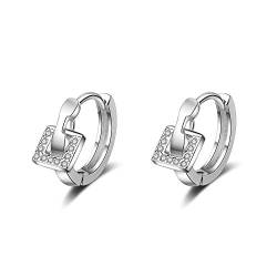 Fashion Simple Creolen 925 Sterling Silber Zirkonia Creolen Ohrring Ohrring Ohrring Ohrring für Damen Mädchen Silber von Chandler