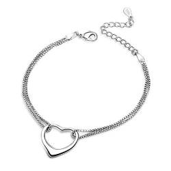 Love Herz Armband 925 Sterling Silber Kette Layered Damen Verstellbares Armband Dainty Schmuck von Chandler