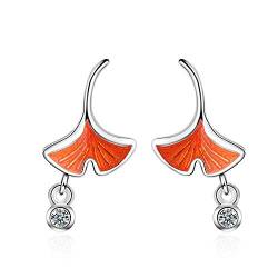 Minimalistische Damen Ohrringe Ginkgo Biloba 925 Sterling Silber Schmuck für Frauen Mädchen von Chandler