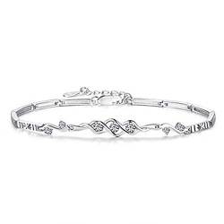 Spiral-Armband mit Cubic Zirkonia, 925er Sterlingsilber, Box-Kette, Jahrestag, Geburtstag, Weihnachten, Schmuck Geschenk von Chandler