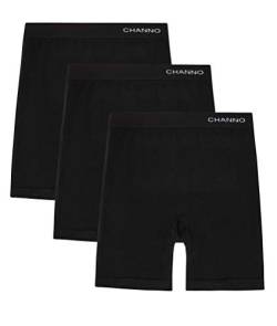 Channo Anti-Reibungs-Hose aus Baumwolle, leichte Haltung, weich, elastisch, Packung mit 3, Schwarz, M von Channo