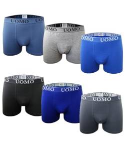 Channo Baumwoll-Boxershorts für Herren, Bequem und Weich. Uomo-Kollektion - Packung mit 6, Mehrfarbig A, 5XL von Channo